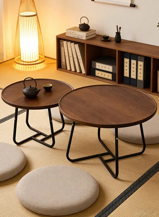 Migue Home Nesting Round Coffee Table Set (2-Piece, Walnut, 45cm x 40cm) 6s8wl