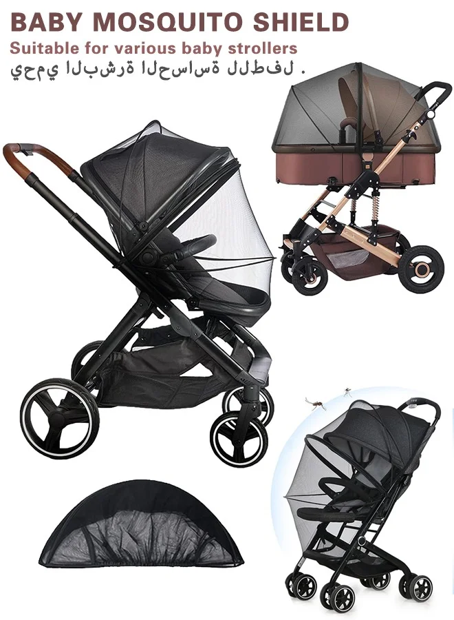 Sweet Life Baby Stroller Mosquito Net Premium Mesh Cover with Double Zipper for Carriages and Cradles (Black, Standard Size) 8auxo