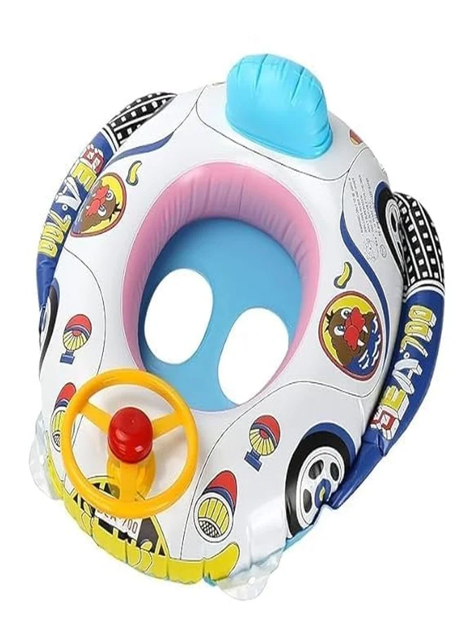 VEDHAK Inflatable Baby Swimming Float Ring with Steering Wheel Seat (Blue, 65cm x 45cm) ge8wk