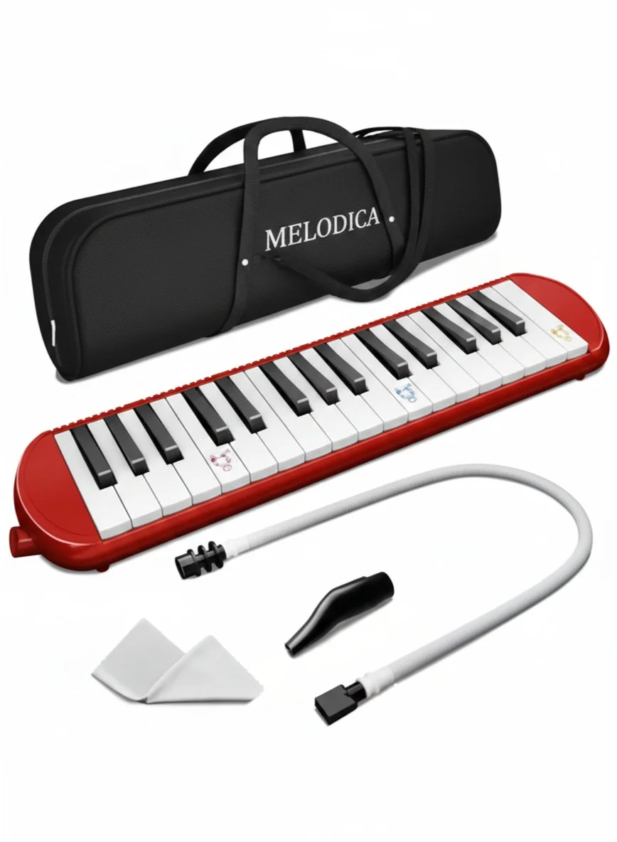Megarya 32-Key Melodica Air Piano Keyboard Professional Musical Instrument for Beginners (Red, 42 cm) efeu3