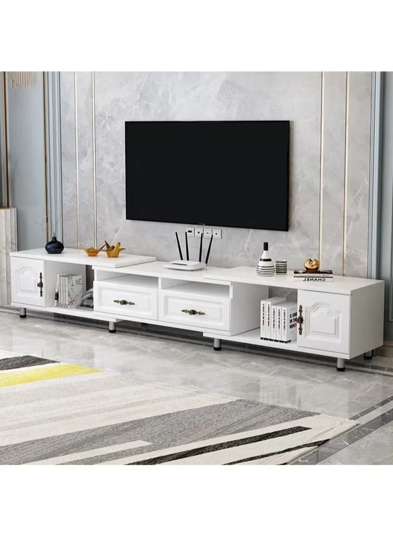Stubborn Expandable TV Stand for Living Room Modern Media Console (White, 220x30x40 cm) 5a90u