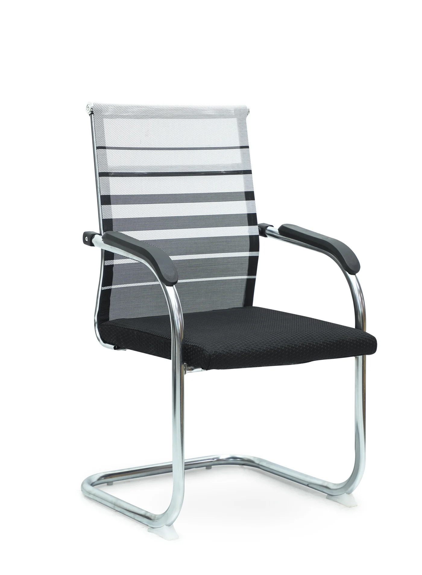 Modern Ergonomic Office Chair with Chrome Metal Frame and Mesh Seat (White & Black, Standard Size) 6kdwo