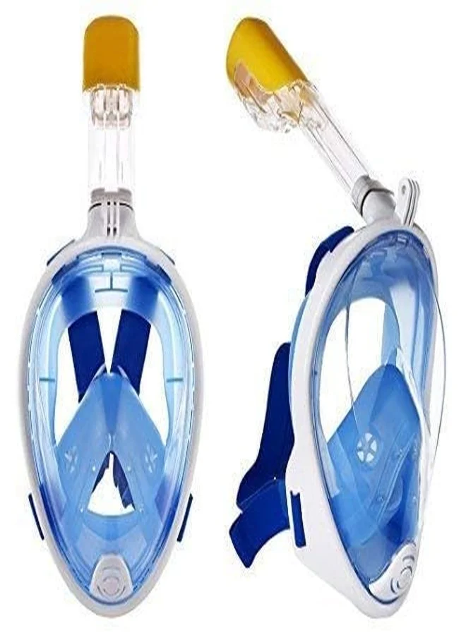 JERN Full Face Snorkel Mask Premium Anti-Fog Panoramic View Diving Gear for Swimming and Watersports (Blue, Small) vrw3c