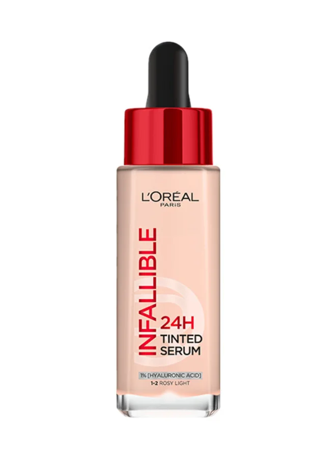 Premium Tinted Serum Foundation Lightweight Radiant Finish (Rosy Light 1-2, 30 mL) omup3
