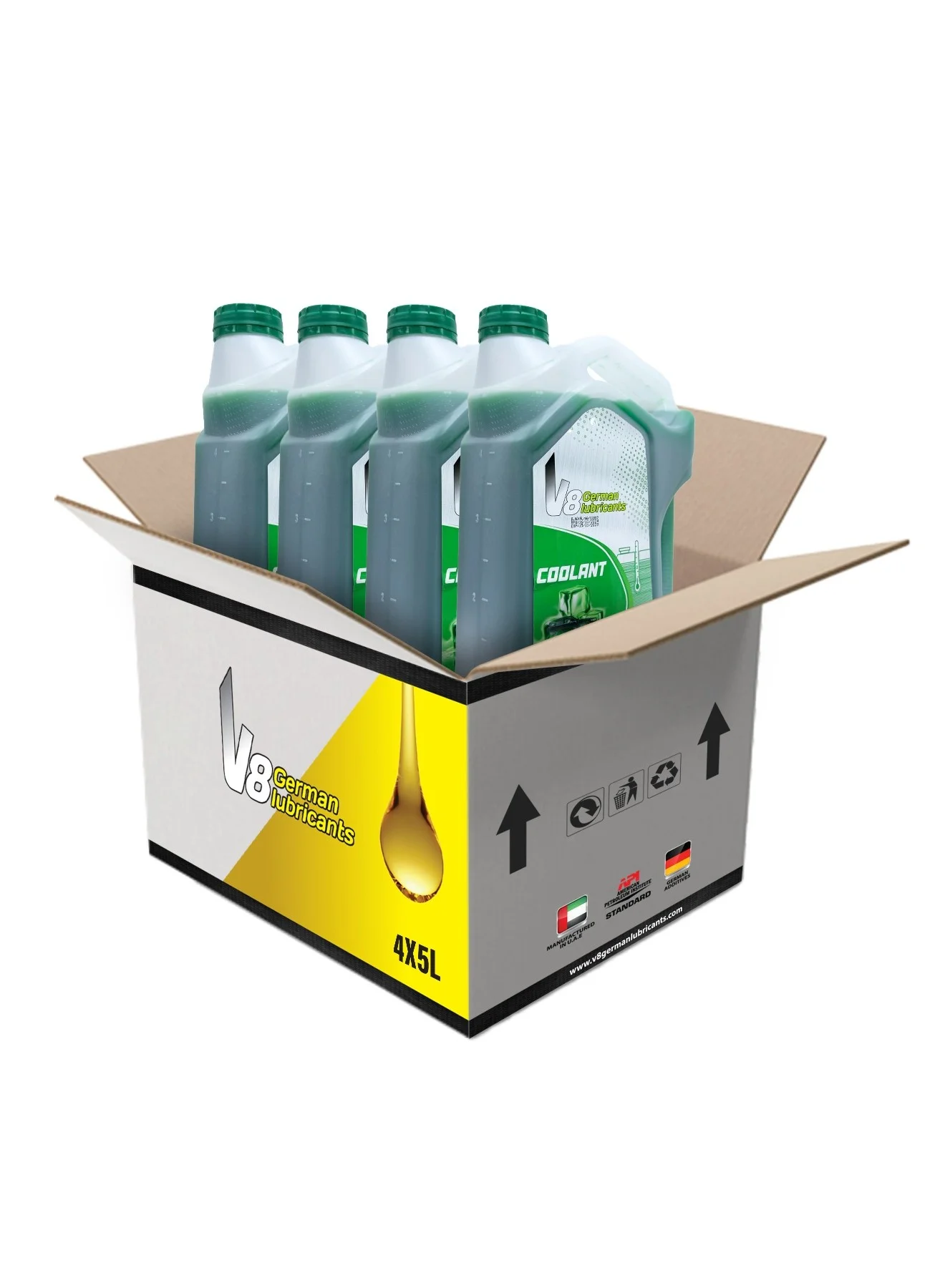 V8 German Lubricants Heavy Duty Engine Coolant Premix Radiator Fluid (Green, 20L Pack) r1ml2