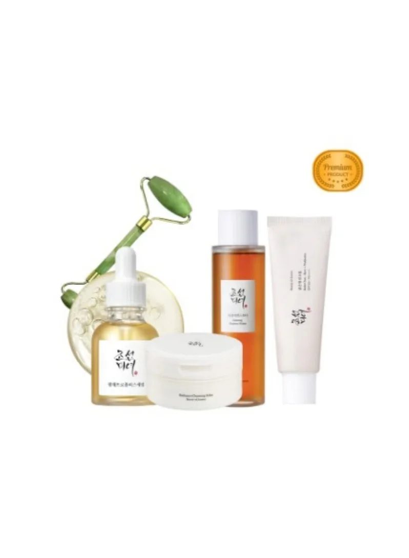 Premium Daily Skincare Routine Set with Facial Massage Roller (50mL + 30mL + 150mL + 100mL) hkh7m