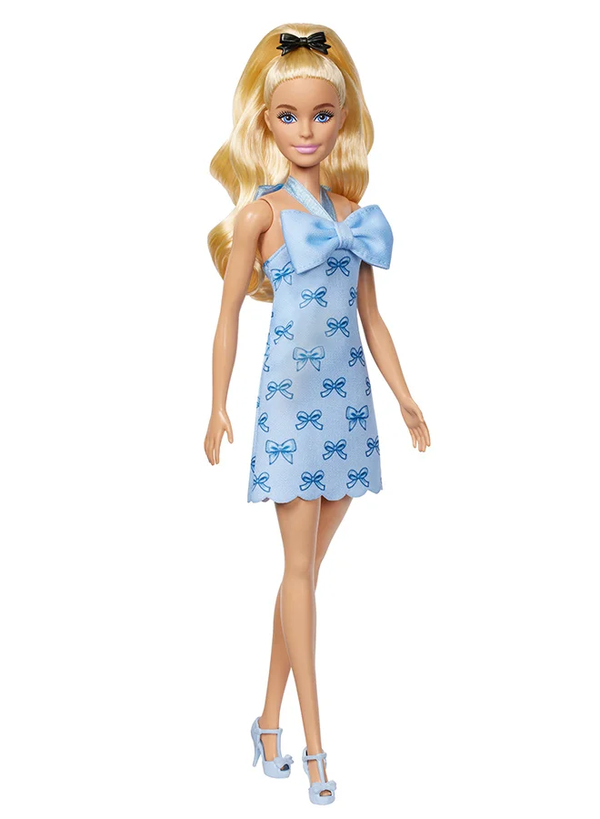 Fashion Doll Fashionistas Series #237 Wavy Blonde Ponytail Doll with Blue Bow Halter Dress and Matching Accessories (29 cm) k0n0v