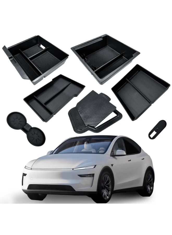 CHIYLE Center Console Organizer Tray Set for 2025-2026 Electric SUV Interior Storage (7-Piece Set, Black) z6x6n
