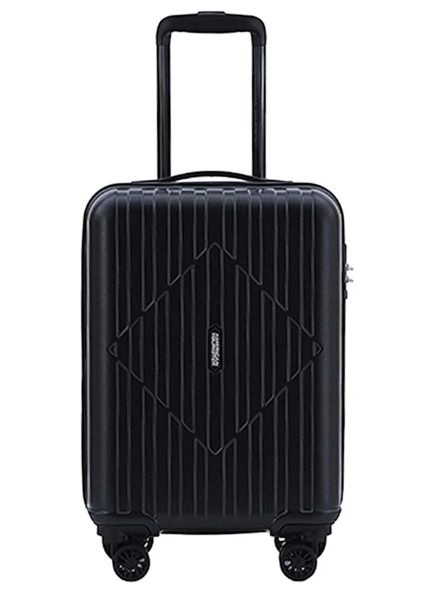Premium Hard Shell Cabin Suitcase with 4 Spinner Wheels and TSA Lock (Black, 55 cm) pgo9t