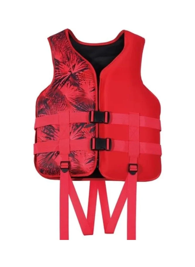 REBENUO Professional Neoprene Swimming Life Jacket High-Buoyancy Swim Vest for Water Sports (Red, X-Large 75-100 kg) f0lrk