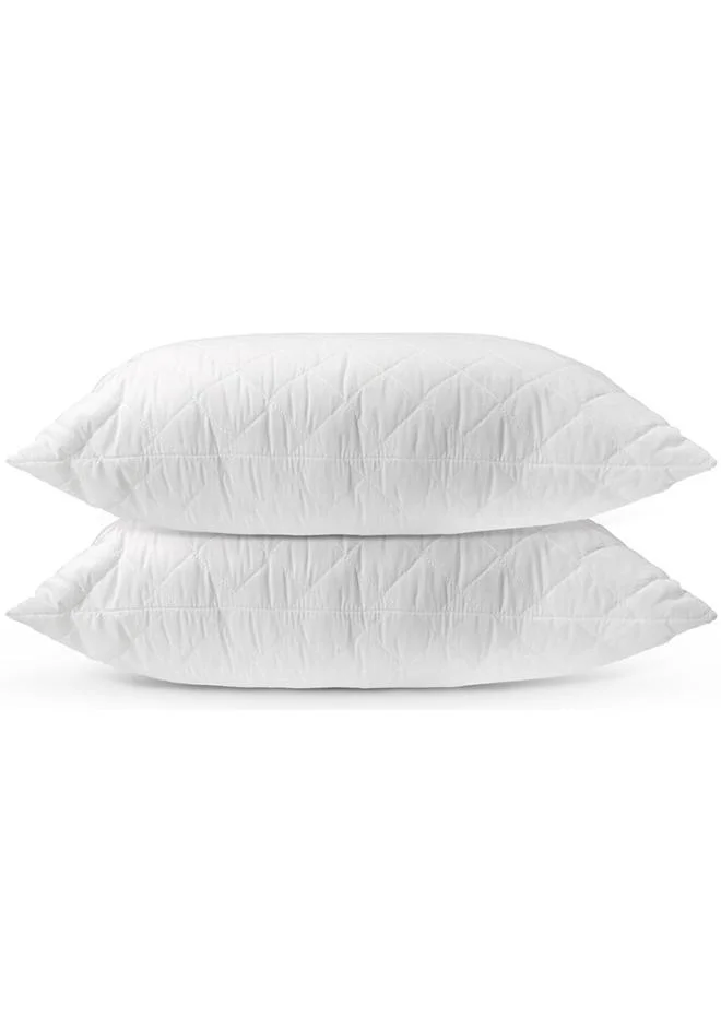 Hotel Linen Klub Quilted Pillow Set (50 x 75 cm) Premium Cotton Blend Soft Fiber Filling (Pack of 2) jtgbq