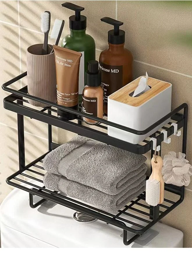 Kutis 2-Tier Bathroom Shower Shelf Organizer Premium Metal Storage Rack for Shampoo and Soap (Black, 34 x 33 x 15.5 cm) fuohn