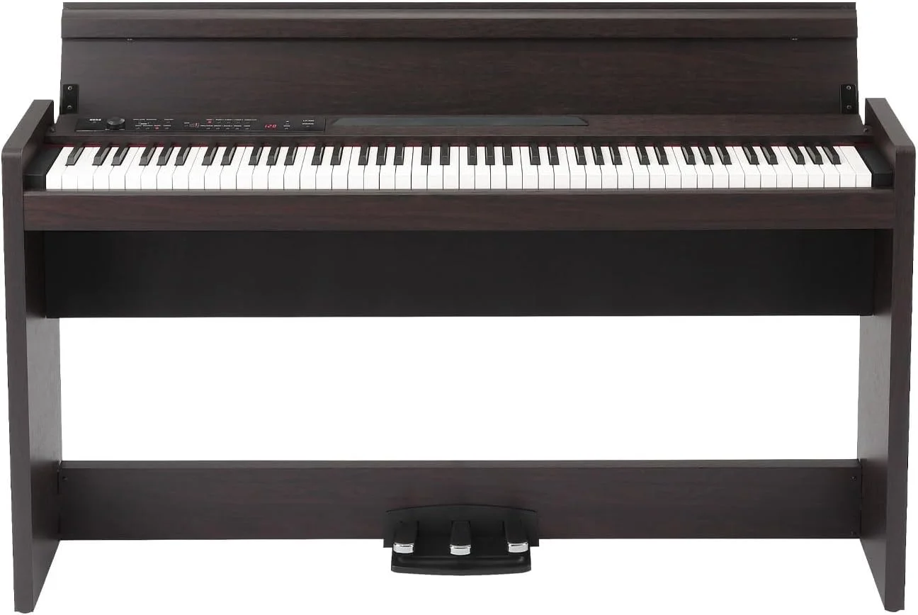 Premium Digital Piano with Stand and Weighted Keys (Rosewood Grain Finish, Full Size) 5fuml