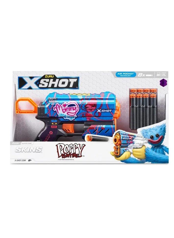 X-Shot Skins Flux Foam Dart Blaster Toy (Single-Shot, 8 Foam Darts Included) w8exx