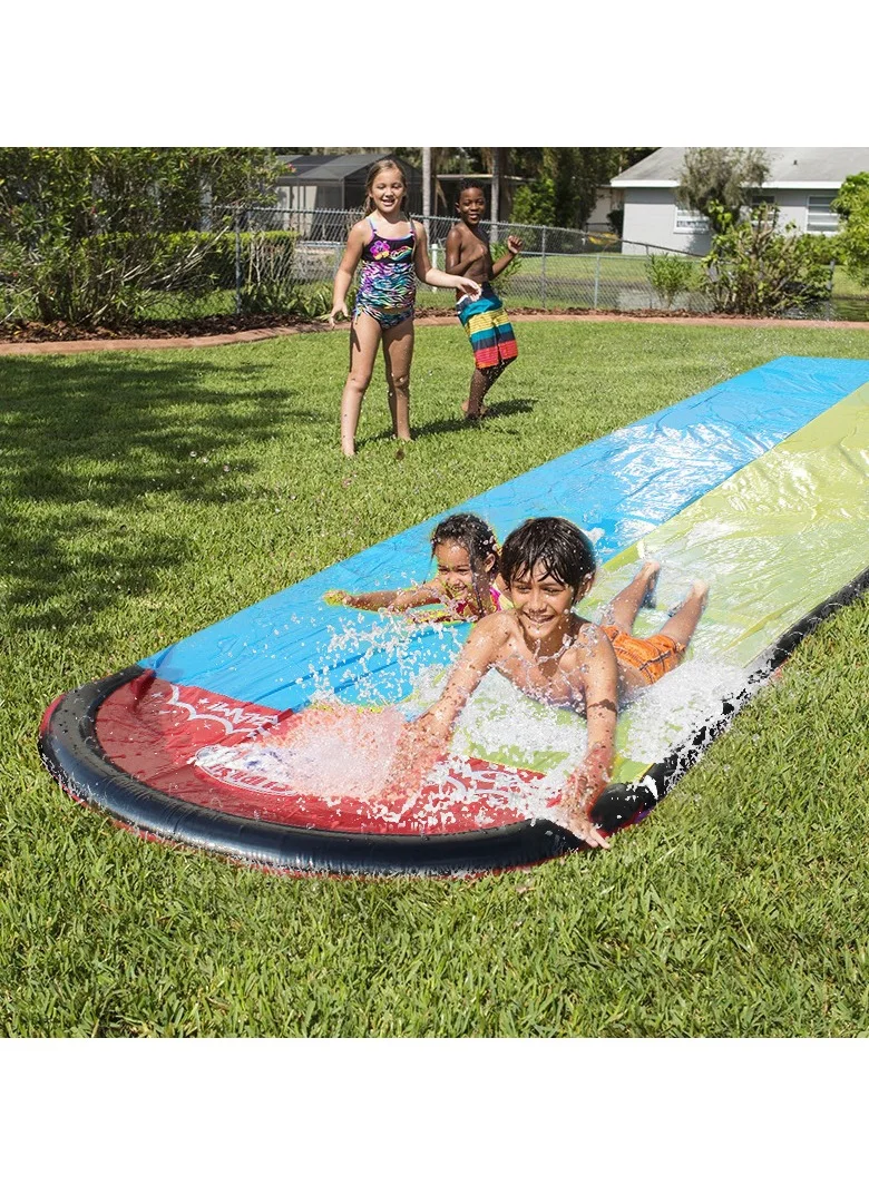 Unikbebe Double Lane Water Slide with 2 Racing Aquaplanes - Premium Backyard Lawn Slip and Slide for Kids and Adults (480x140cm) 7banu