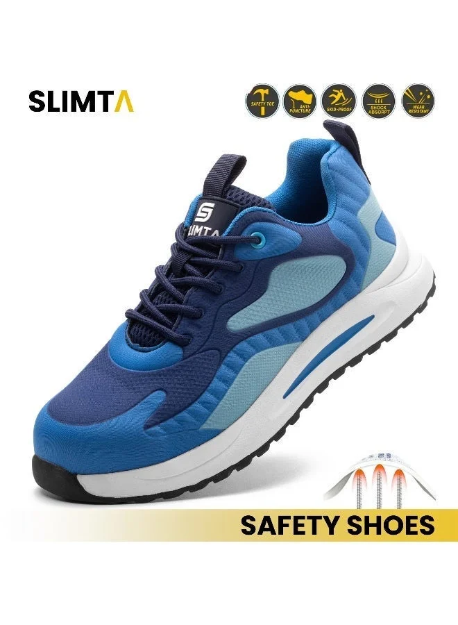 SLIMTA Industrial Safety Shoes Steel Toe Cap Trainers Breathable Mesh Puncture Proof Work Footwear (Unisex, Black, 42) 7q917