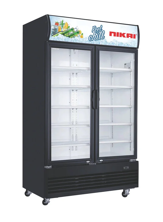 Nikai Commercial Double Door Chiller Fridge with Tropical Compressor and Digital Display (Black, 700 L) 2vuek
