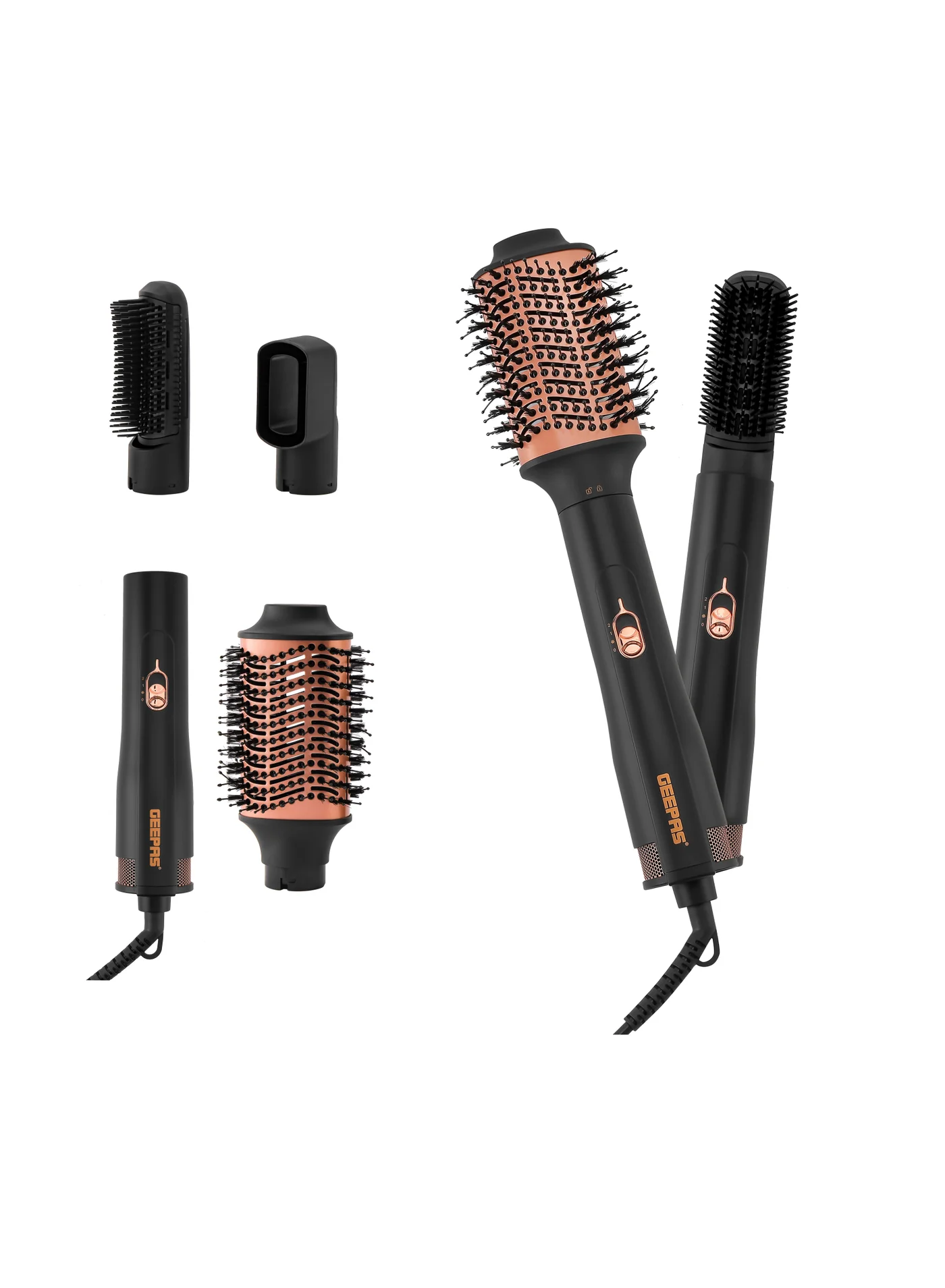 Geepas 4-in-1 Hair Styler and Volumizer with 3 Heat Settings and Interchangeable Heads (1200W) 1mc63