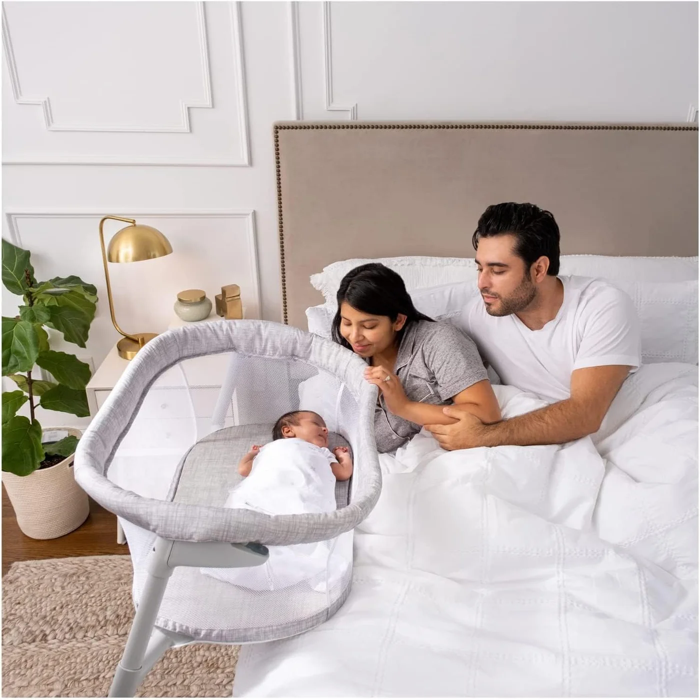 Portable Infant Travel Bassinet with Adjustable Stand and Breathable Mesh (Grey, Newborn) y6mhs