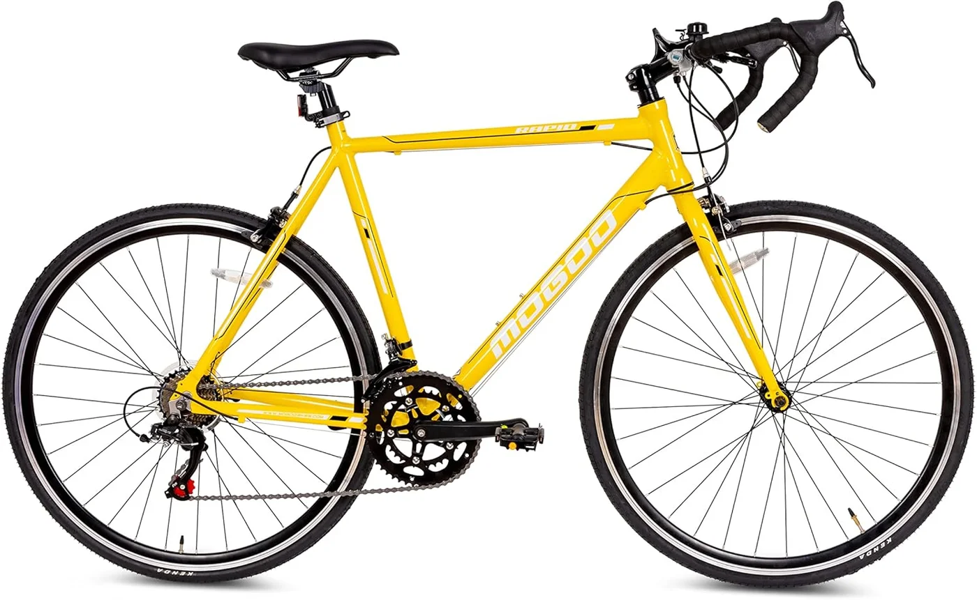 MOGOO Rapid Road Bike (700C, 14-Speed, Lightweight Aluminum Alloy Frame, Yellow) 13aps
