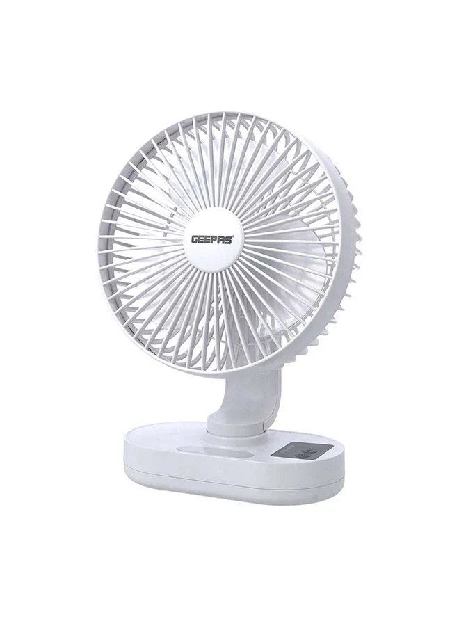 Geepas 8-inch Rechargeable Desk Fan with Night Light and Adjustable Head (White, 20 cm) iysvf