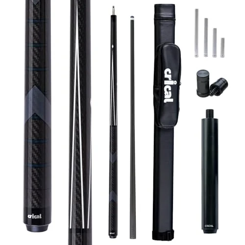 CRICAL Carbon Fiber Pool Cue Stick 58-Inch Professional Low Deflection Billiard Cue with 3/8-8 Pin Joint (12.5mm Tip) 0n79g