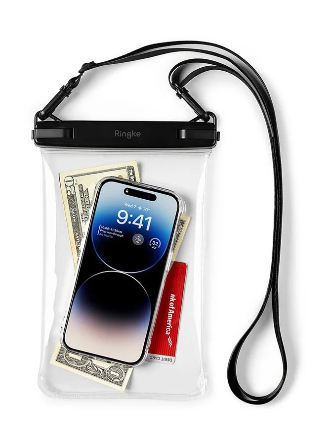 Premium Waterproof Phone Pouch with Secure One-Touch Lock (Black, Universal Fit) 6dxze