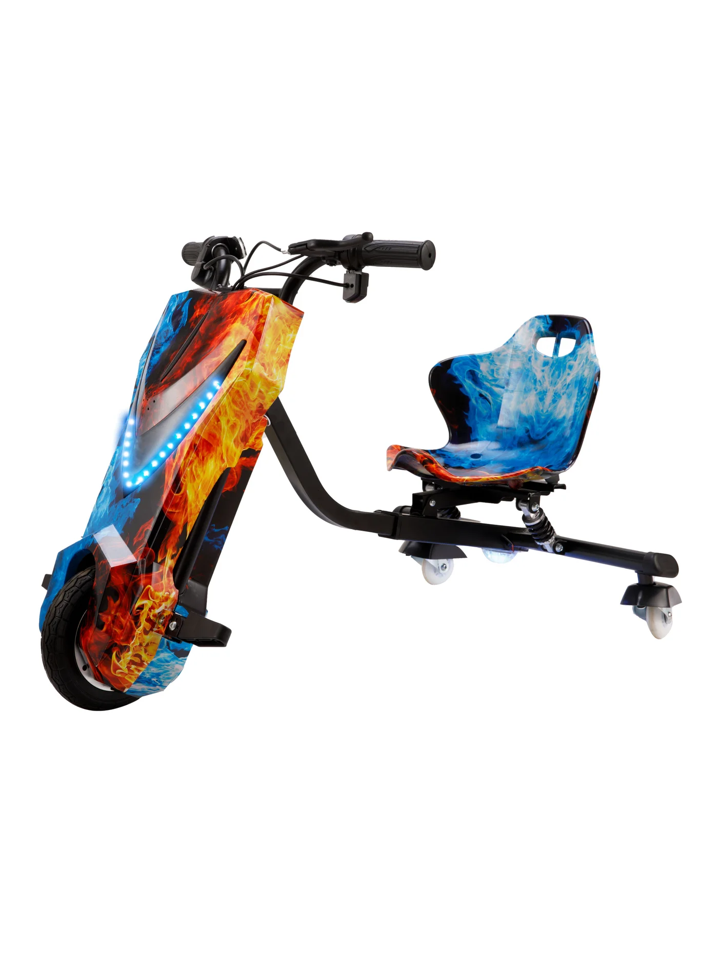 Premium 3-Wheel Electric Drifting Scooter with Bluetooth Speaker and LED Lights (Fire Blue, 36V) 0xmye