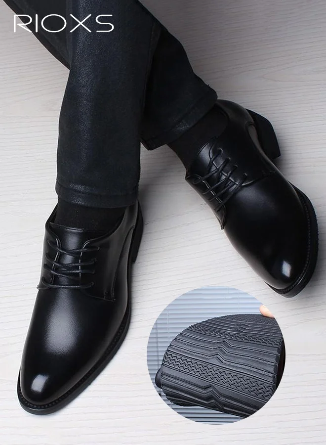 RIOXS Men's Formal Oxford Shoes Premium Leather Dress Shoes for Business and Wedding (Black, 42 EU) fkqjg