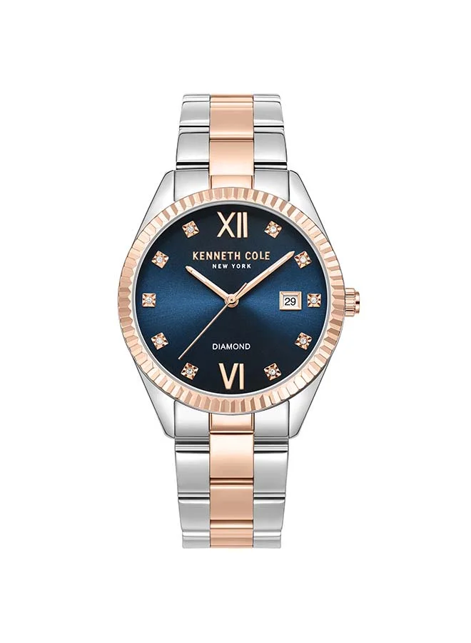 Premium Women Analog Quartz Watch with Genuine Diamond Accents (Blue Dial, 36mm) 0t578