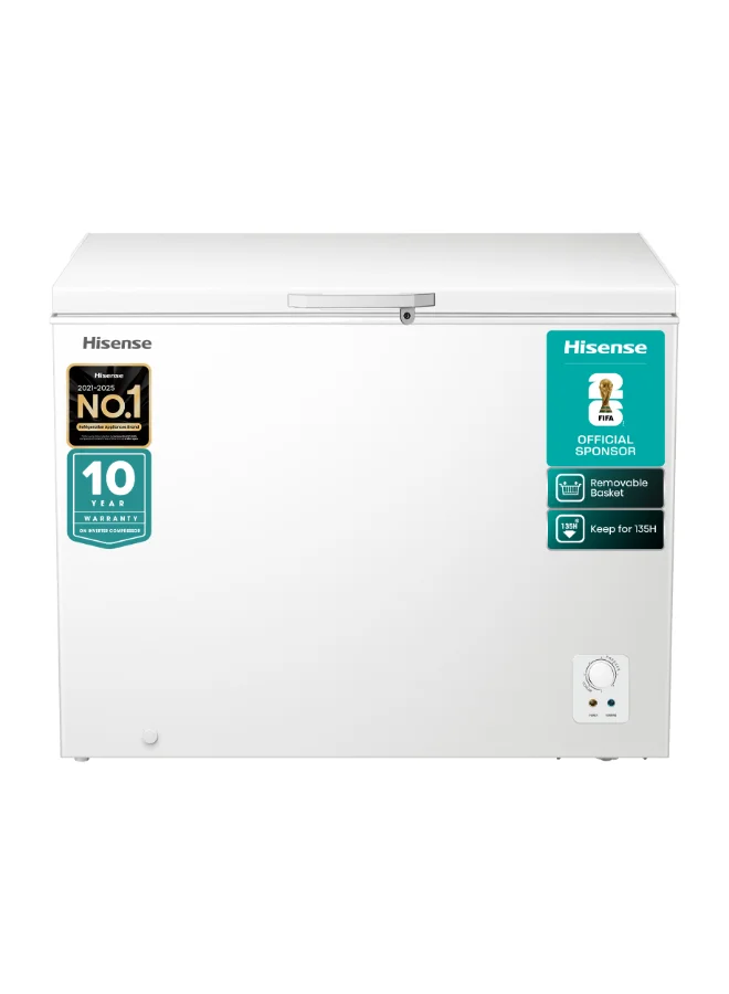 Premium Chest Freezer with Inner Glass Door and LED Lighting (White, 189L) ouxtu