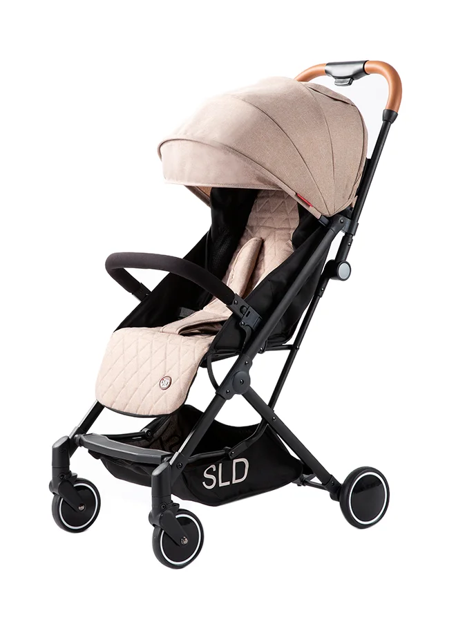 TEKNUM Travel Lite Stroller with Extra Wide Seat and Single Hand Fold Mechanism (Khaki, 15 kg Capacity) wgye8