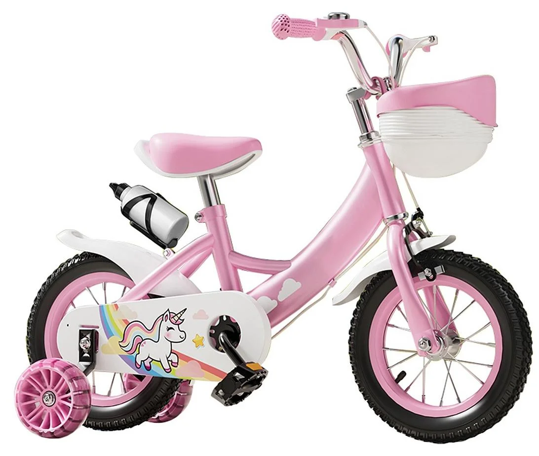 MaBaby Kids Bicycle with Flashing Training Wheels and Adjustable Seat (Pink, 16 inch) 7oldw