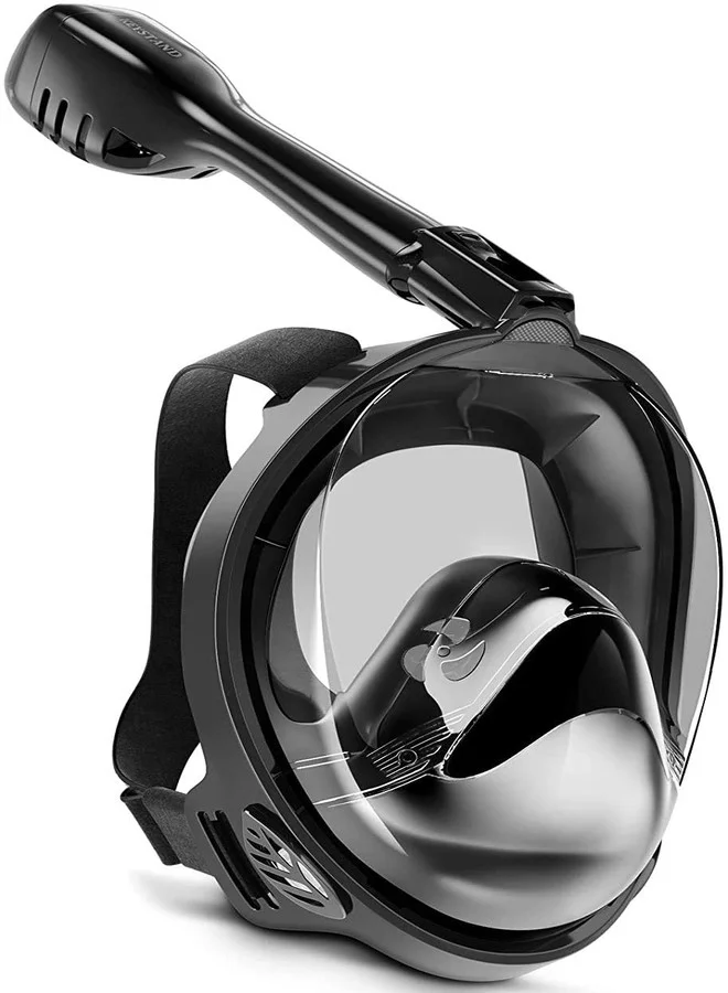 MUGATH Full Face Snorkel Mask with Camera Mount 180¡ã Panoramic View Anti-Fog Diving Gear (Black, L/XL) i295t