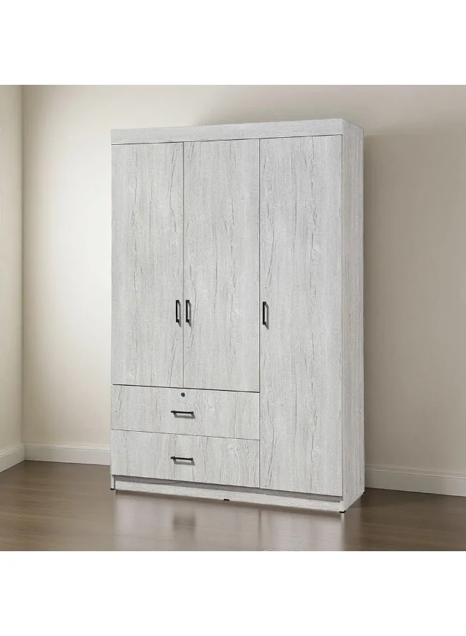 Danube Home Selva 3-Door 2-Drawer Wardrobe Modern Bedroom Storage Cabinet with Hanging Rail (White Oak, 120 x 42 x 181 cm) vhknw