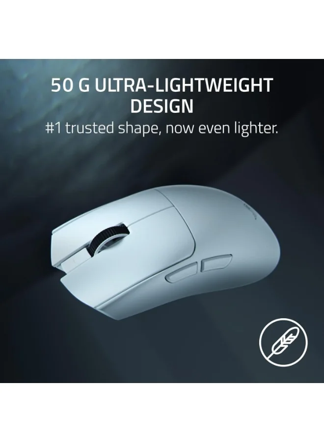 Premium Wireless Esports Gaming Mouse, Lightweight Symmetrical Design, 50K DPI Optical Sensor, 8K Polling Rate, 6 Programmable Buttons (White) sbv8z