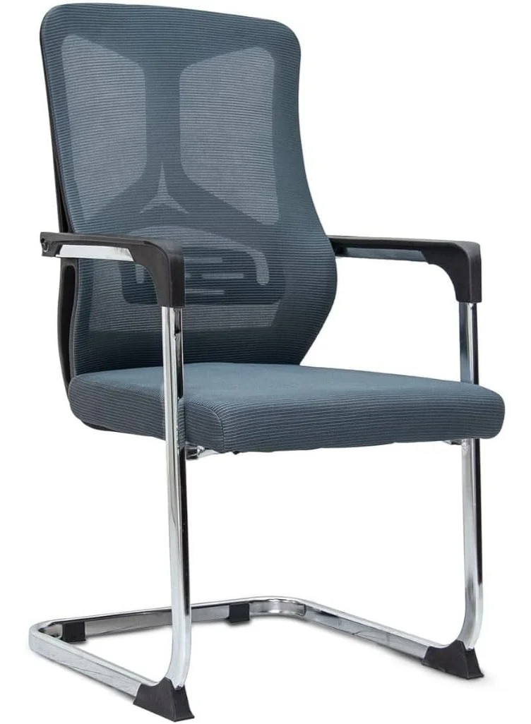 Premium Ergonomic Mesh Visitor Chair with PU Padded Seat and Stainless Steel Base (Grey, Standard Size) 1dvp7