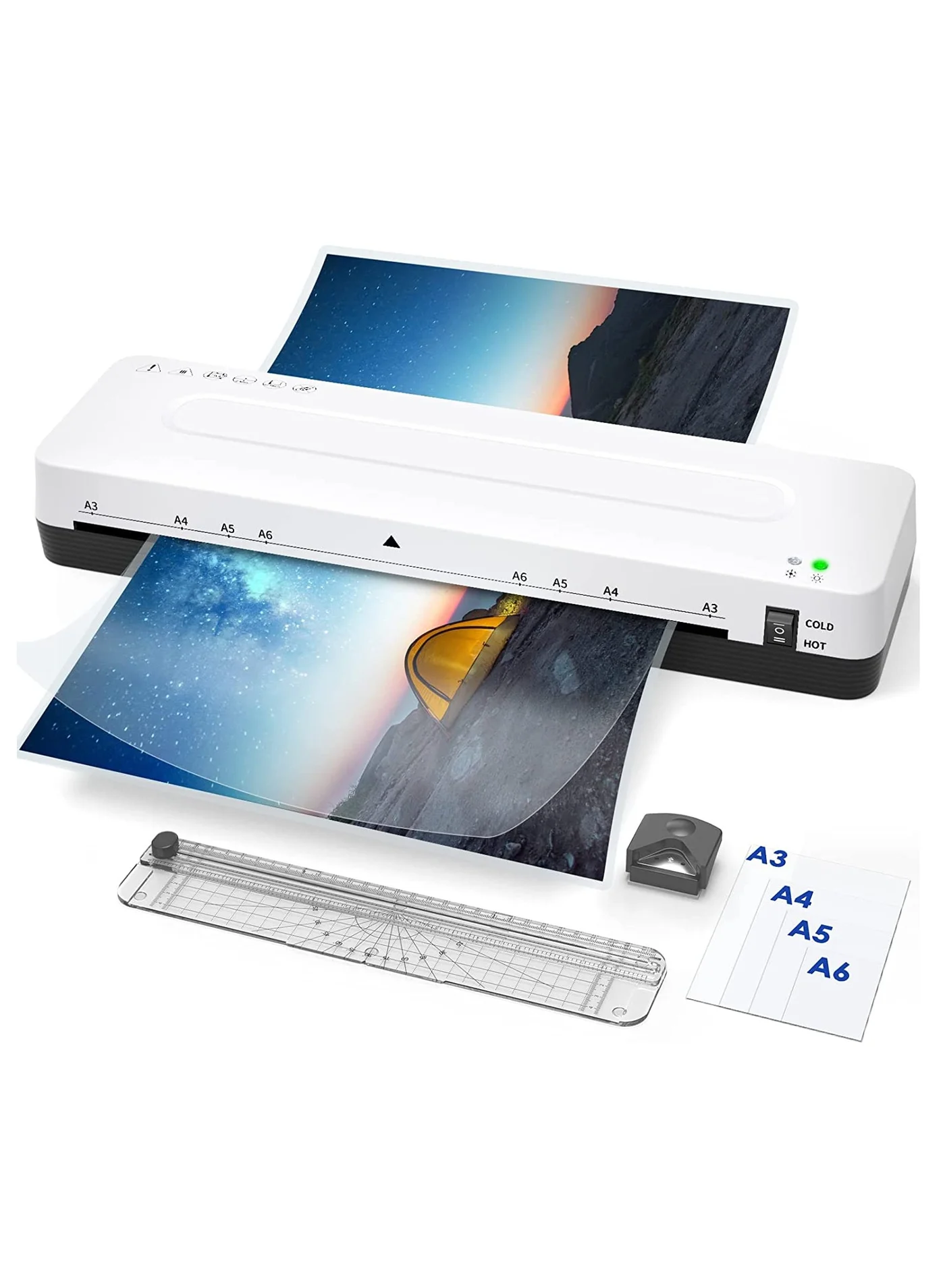 Barakah A3 Laminator Machine 13-Inch Thermal and Cold Laminating System with 30 Pouches Paper Cutter and Corner Rounder (33 cm) 64nl8