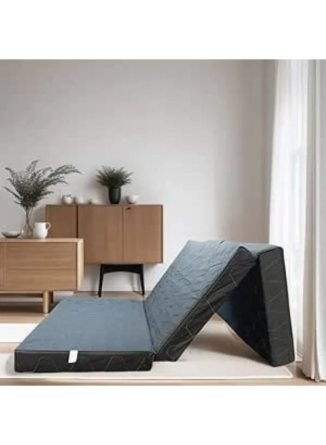 Harmony Home Tri-Fold Foam Mattress Portable Bed with Washable Cover and Non-Slip Base (Dark Gray, 180x90x10 cm) yqe5u