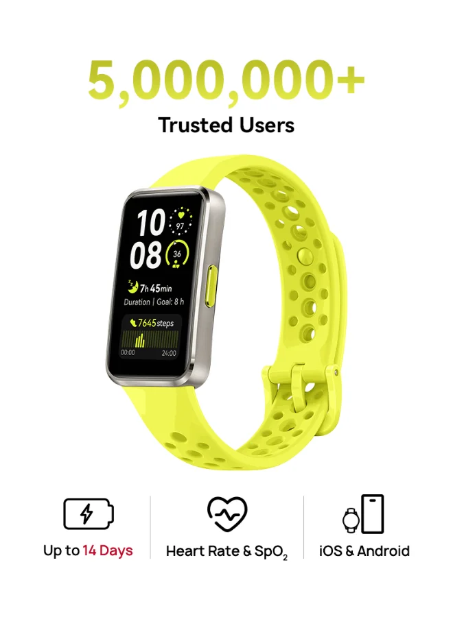Smart Band 10 Smartwatch Aluminum Alloy Case (Yellow, 43.45 mm) Premium Fitness Tracker for iOS and Android xx83v
