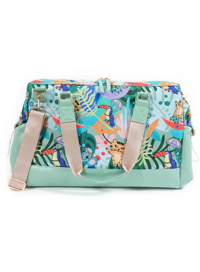 Milk & Moo Diaper Tote Bag Waterproof Travel Organizer with Insulated Pockets and Stroller Straps (Jungle Design, 41cm) hxd9l