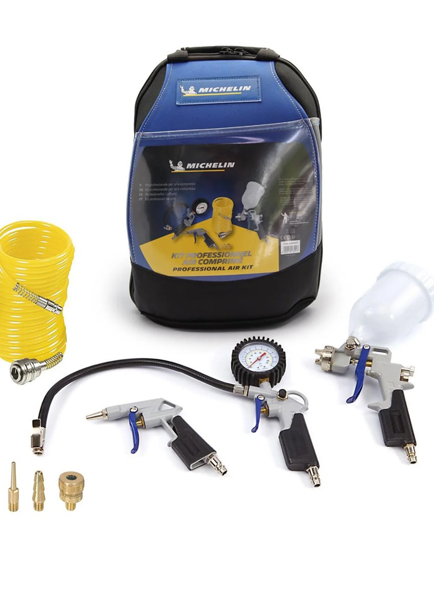 Premium Air Compressor Tool Kit 7-Piece Set with Spray Gun and 3m Spiral Hose for Automotive and Home Maintenance 124nj