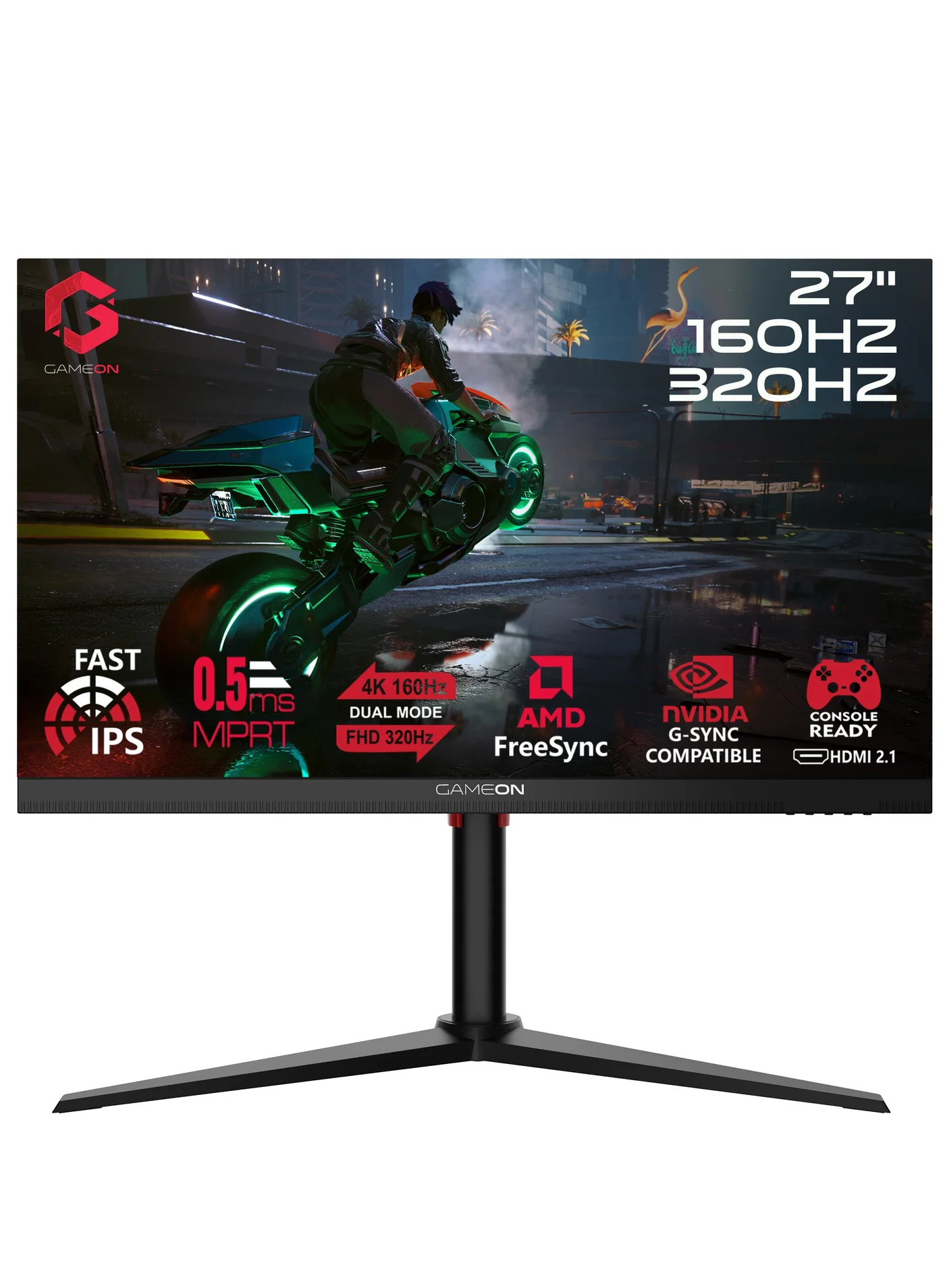 GAMEON 27-Inch Dual Switch Gaming Monitor FHD Fast IPS Panel (160Hz/320Hz, 0.5ms, HDMI 2.1, Black) pbe8e