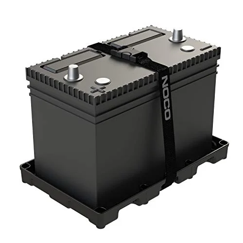 Heavy-Duty Battery Tray for Group 27 Marine RV Camper and Trailer Batteries (Black, 1 Unit) xevzk