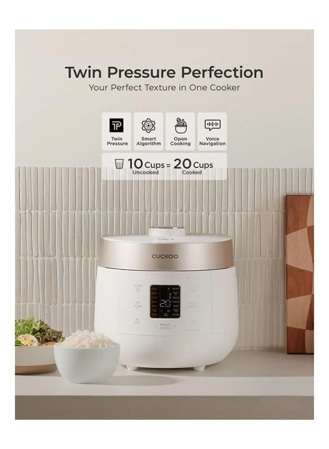 Premium Smart Twin Pressure Rice Cooker with Nonstick Inner Pot and Auto Clean Function (White, 1.8L) 5r4cc