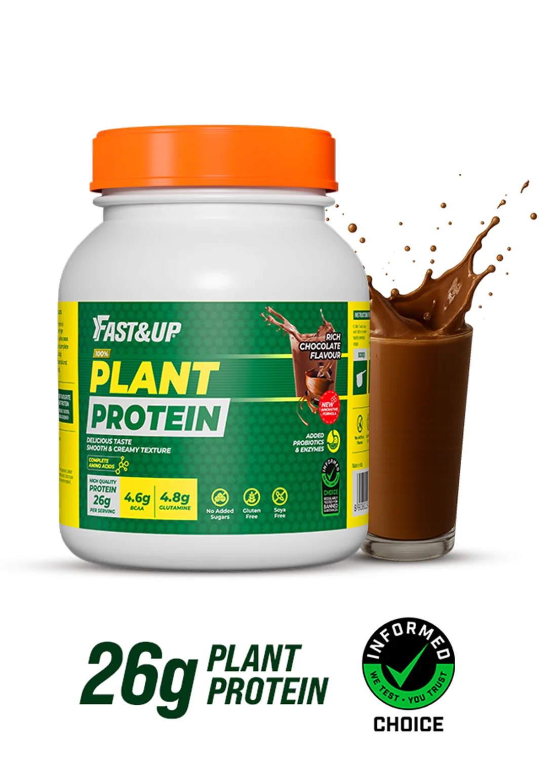 FAST&UP Vegan Plant Protein Powder Rich Chocolate Flavor (26g Protein, 25 Servings) sr0k6