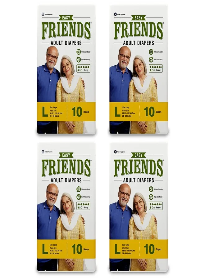 Friends Easy Adult Diapers Tape Style Premium Leakproof Incontinence Care (Unisex, Large, 40 Count) lzmn2