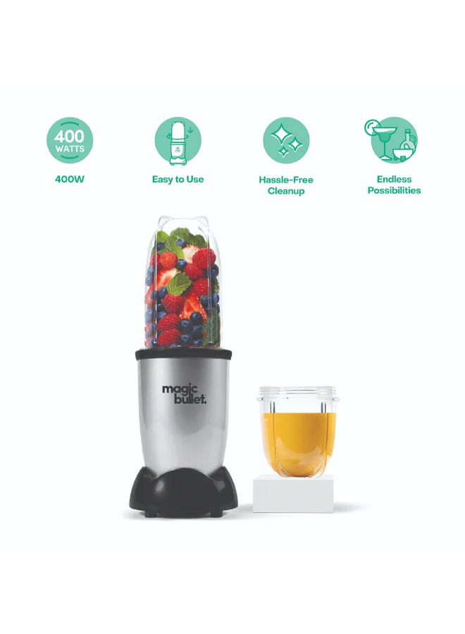 Premium 4-Piece High-Speed Personal Blender Set, 400W Multi-Functional Kitchen Appliance for Smoothies and Sauces (Silver, 530 mL) jslck