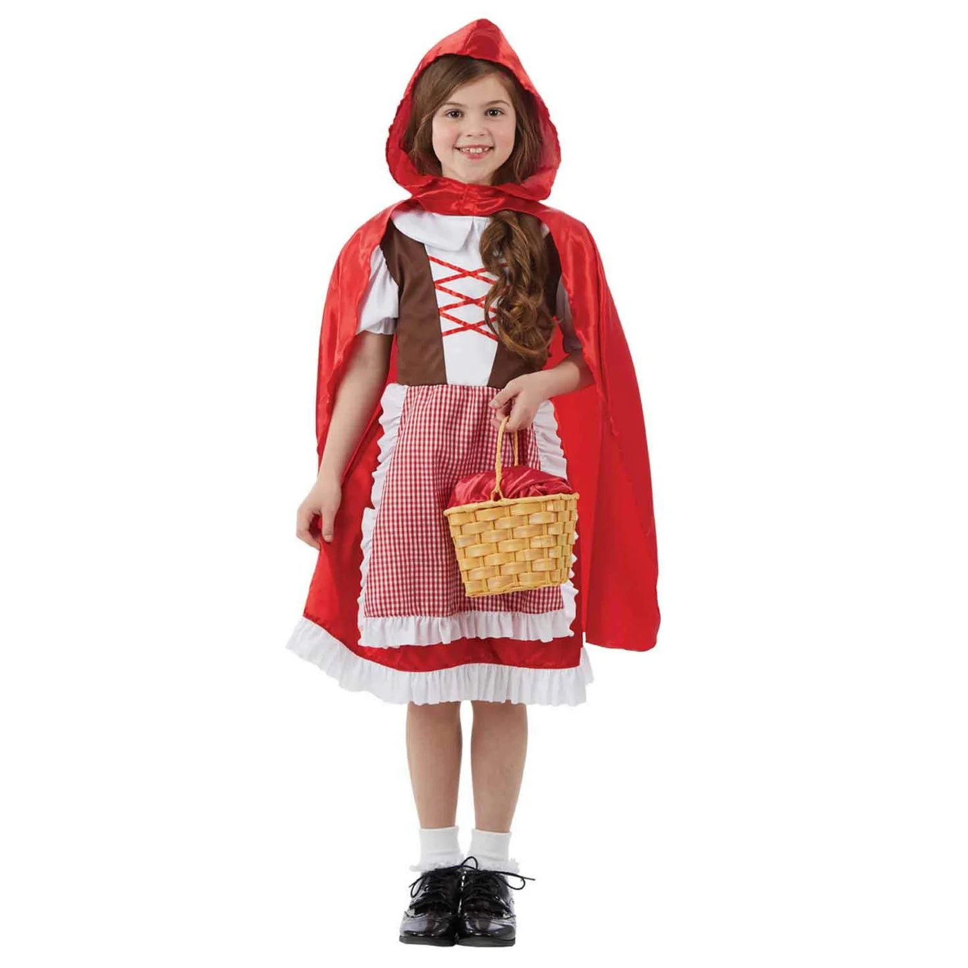 Classic Red Riding Hood Costume for Girls Fairy Tale Dress Up Outfit (Red, Small) x8sii