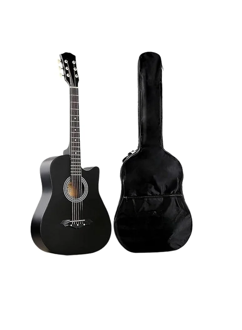 Megarya 38-Inch Acoustic Guitar Sprucewood Concert Body Cutaway (Black, 6-String) 198g5